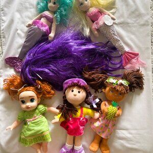 Girls Lot 2 Aurora Mermaids 2 Rag Dolls 1 Disney Baby Anna Doll Hair Piece read